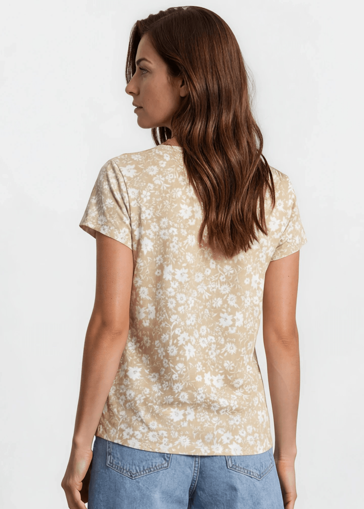 Faith's Floral Print Top in Taupe
