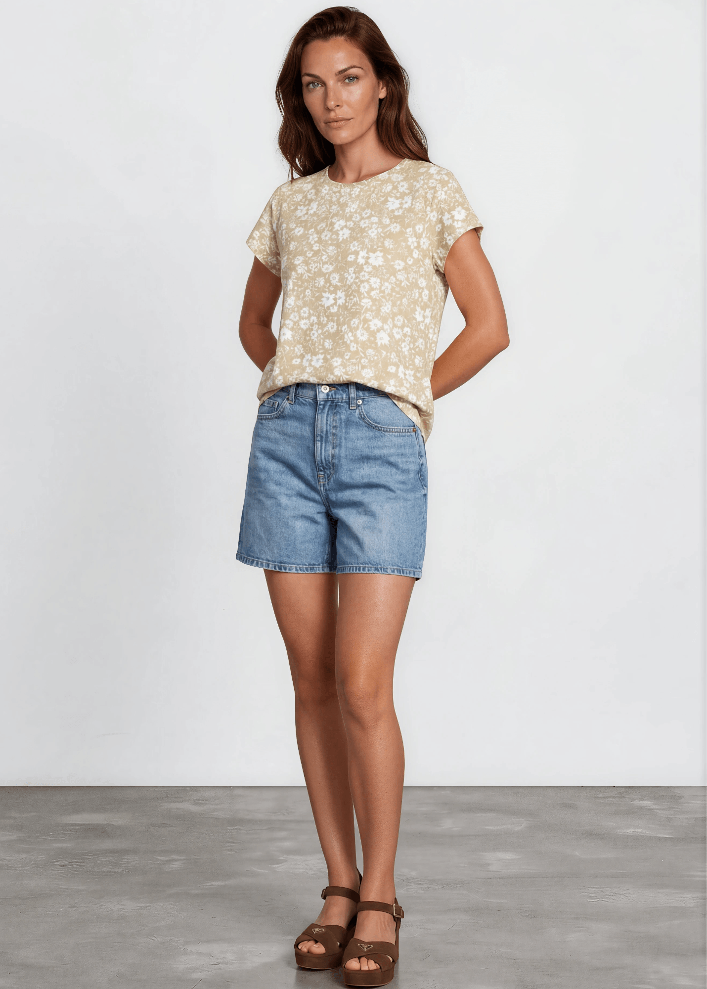 Faith's Floral Print Top in Taupe