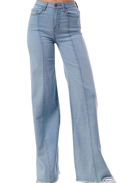 High Waist Flare Leg Denim Jeans - Clearance Final Sale