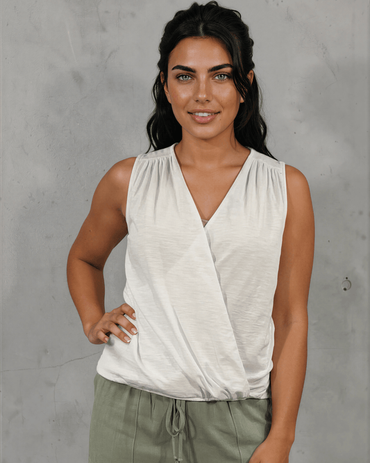 Courtney Cotton Surplice V Neck Top