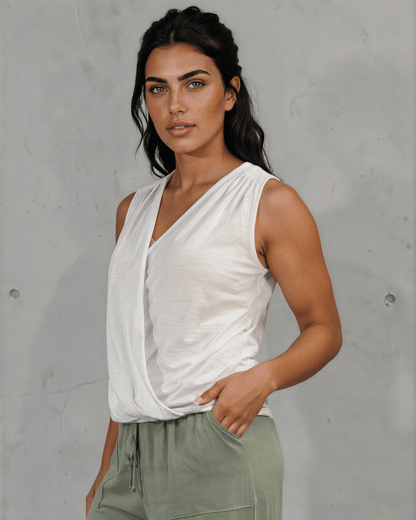 Courtney Cotton Surplice V Neck Top