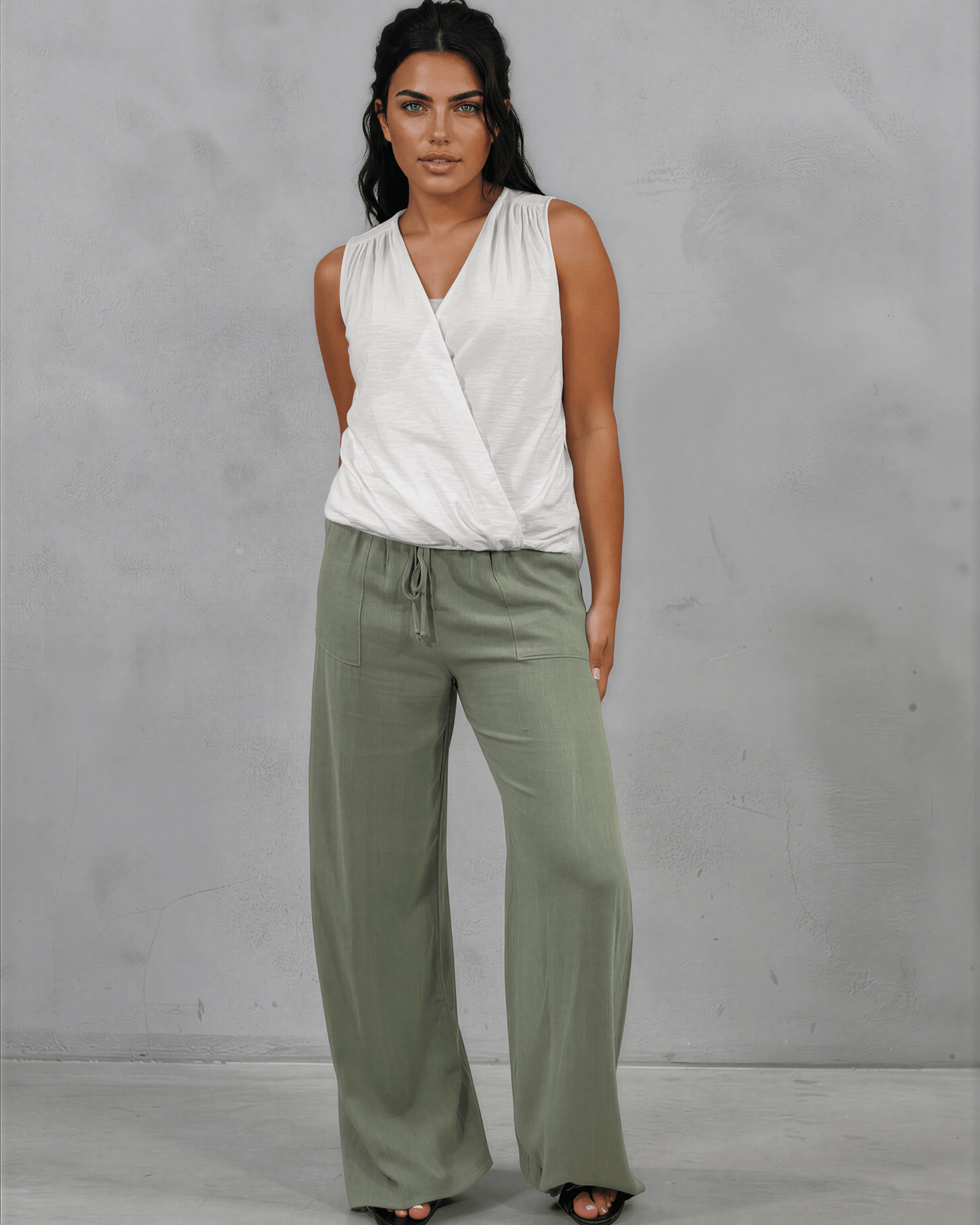 Courtney Cotton Surplice V Neck Top