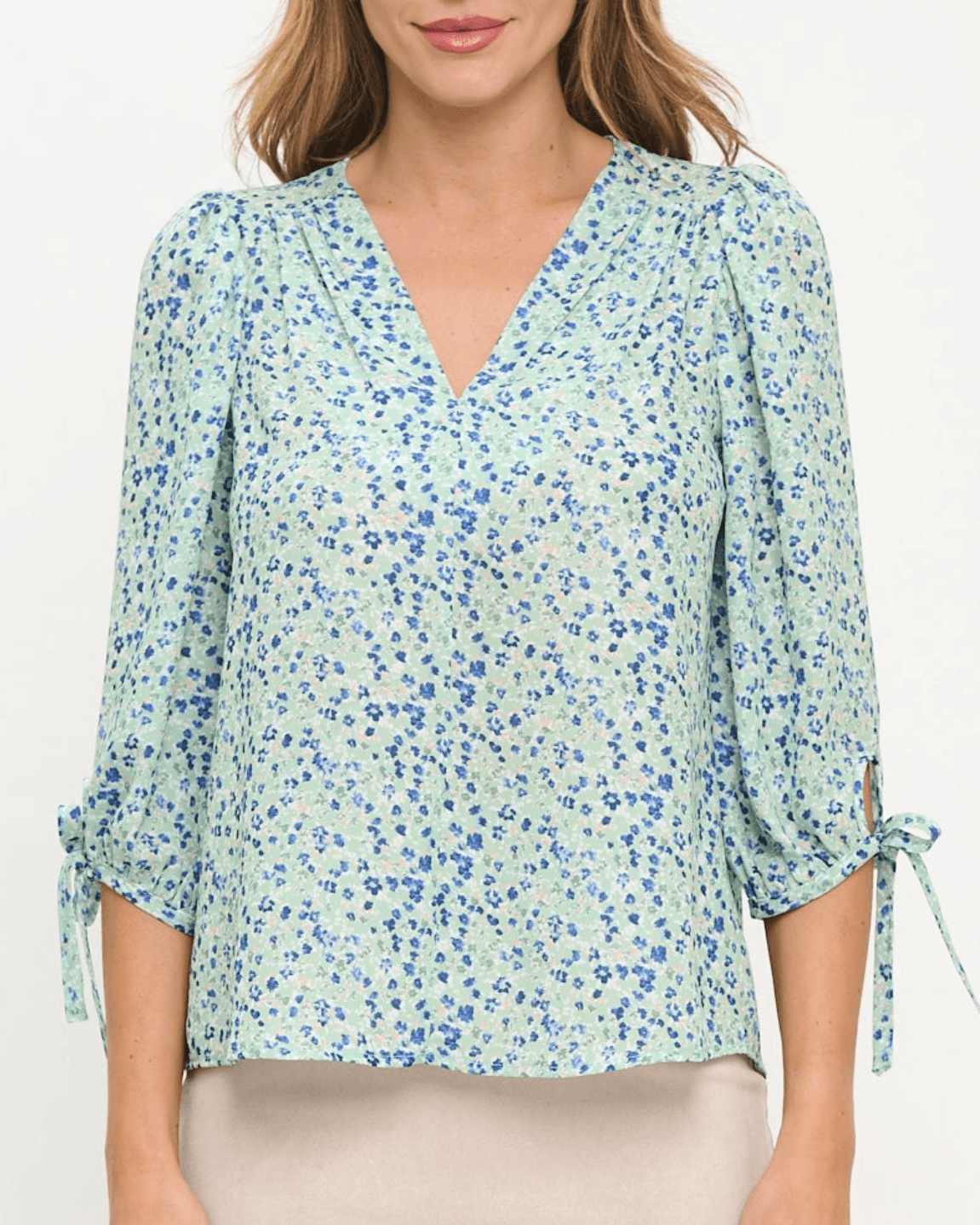 Delilah Ditsy Floral Top - Sage Made in USA