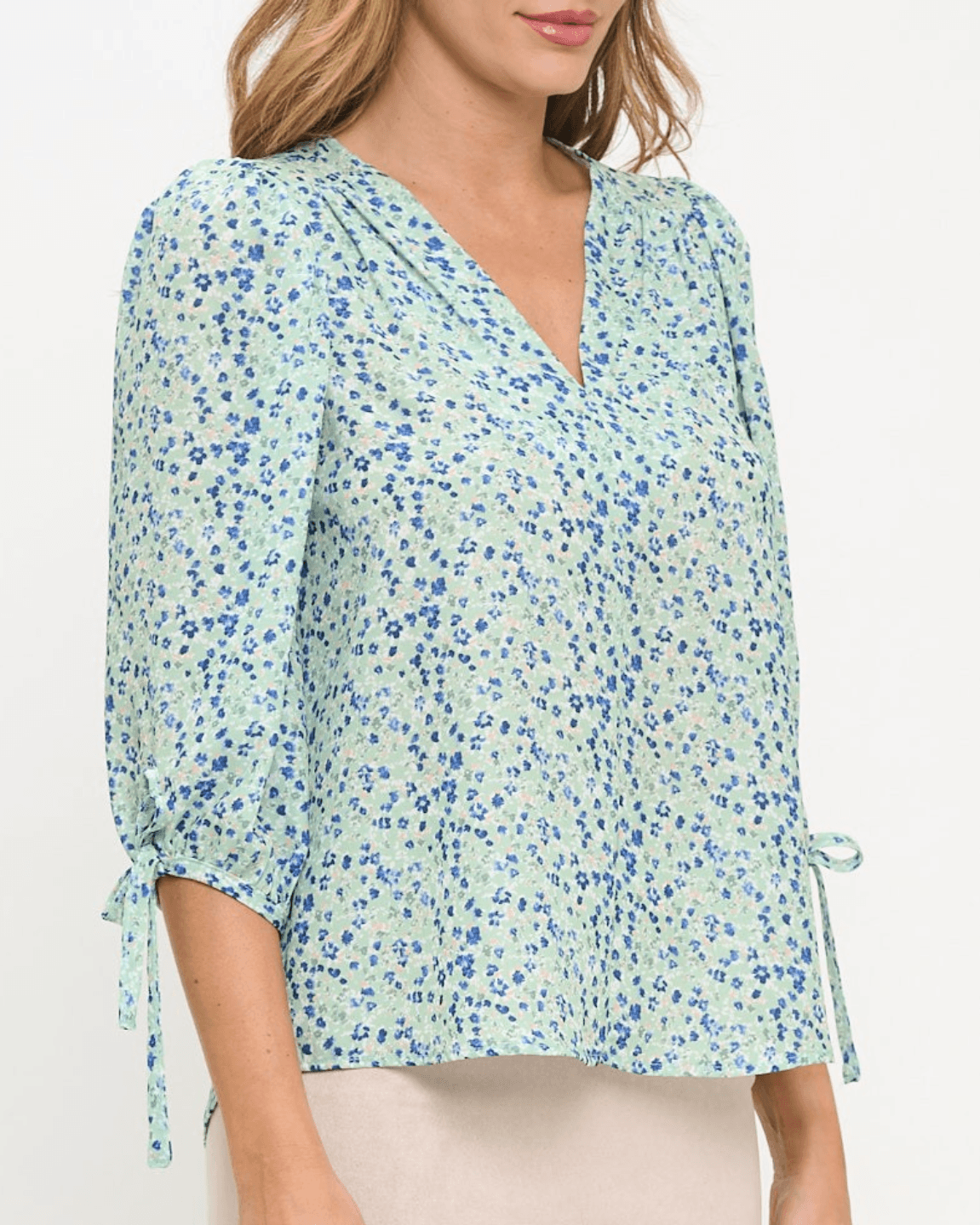 Delilah Ditsy Floral Top - Sage Made in USA