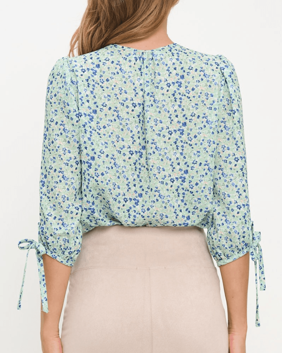 Delilah Ditsy Floral Top - Sage Made in USA