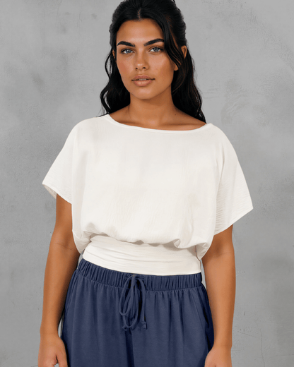 Sandra Flowy Crop with  Smocked Waist