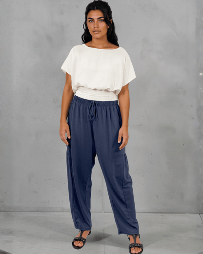 Sandra Flowy Crop with  Smocked Waist