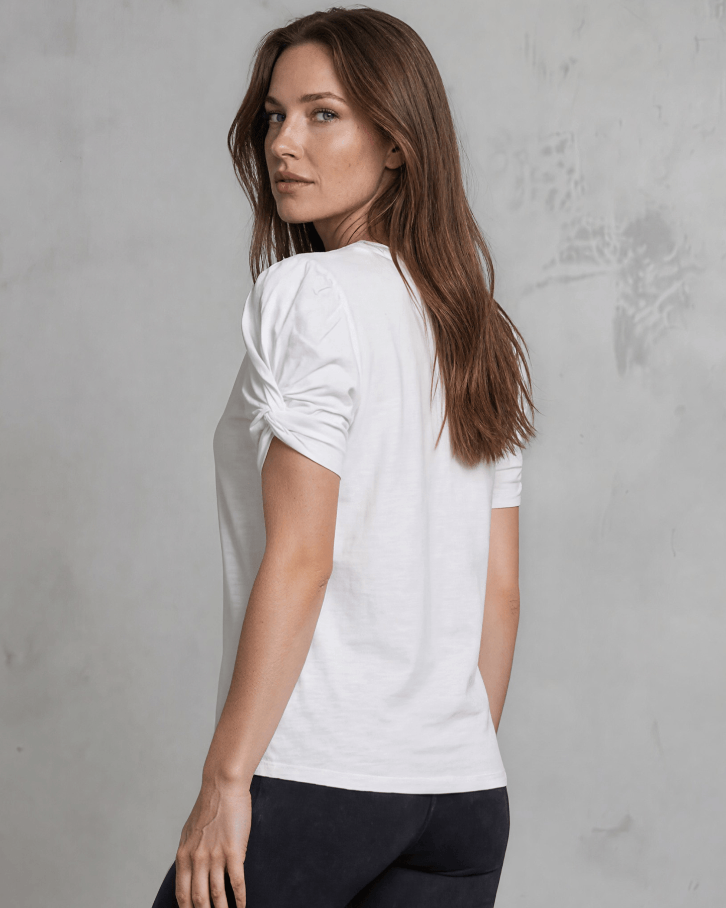 Milly Cotton Puff Sleeve Top with Knot Detail