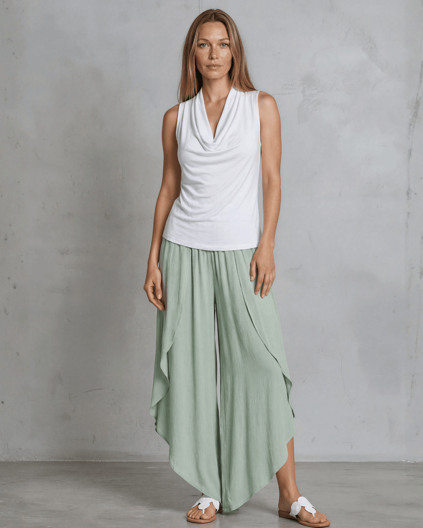 Nikki Cowl Neck Jersey Top - White