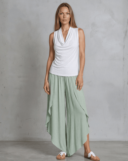 Nikki Cowl Neck Jersey Top - White