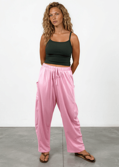 Bailey Baggy Drawstring Pants - Pink