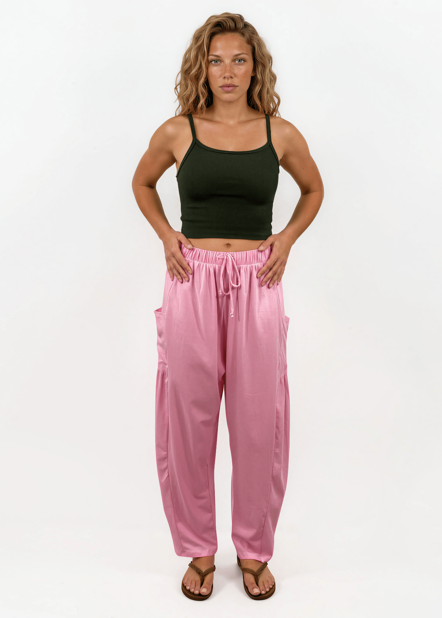 Bailey Baggy Drawstring Pants - Pink