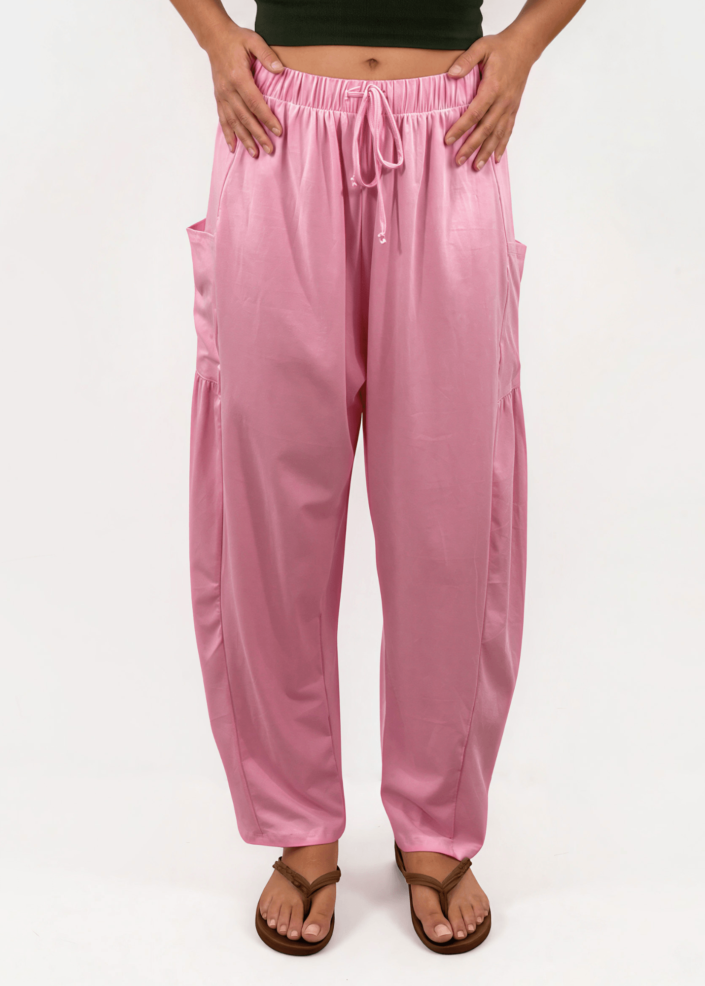 Bailey Baggy Drawstring Pants - Pink