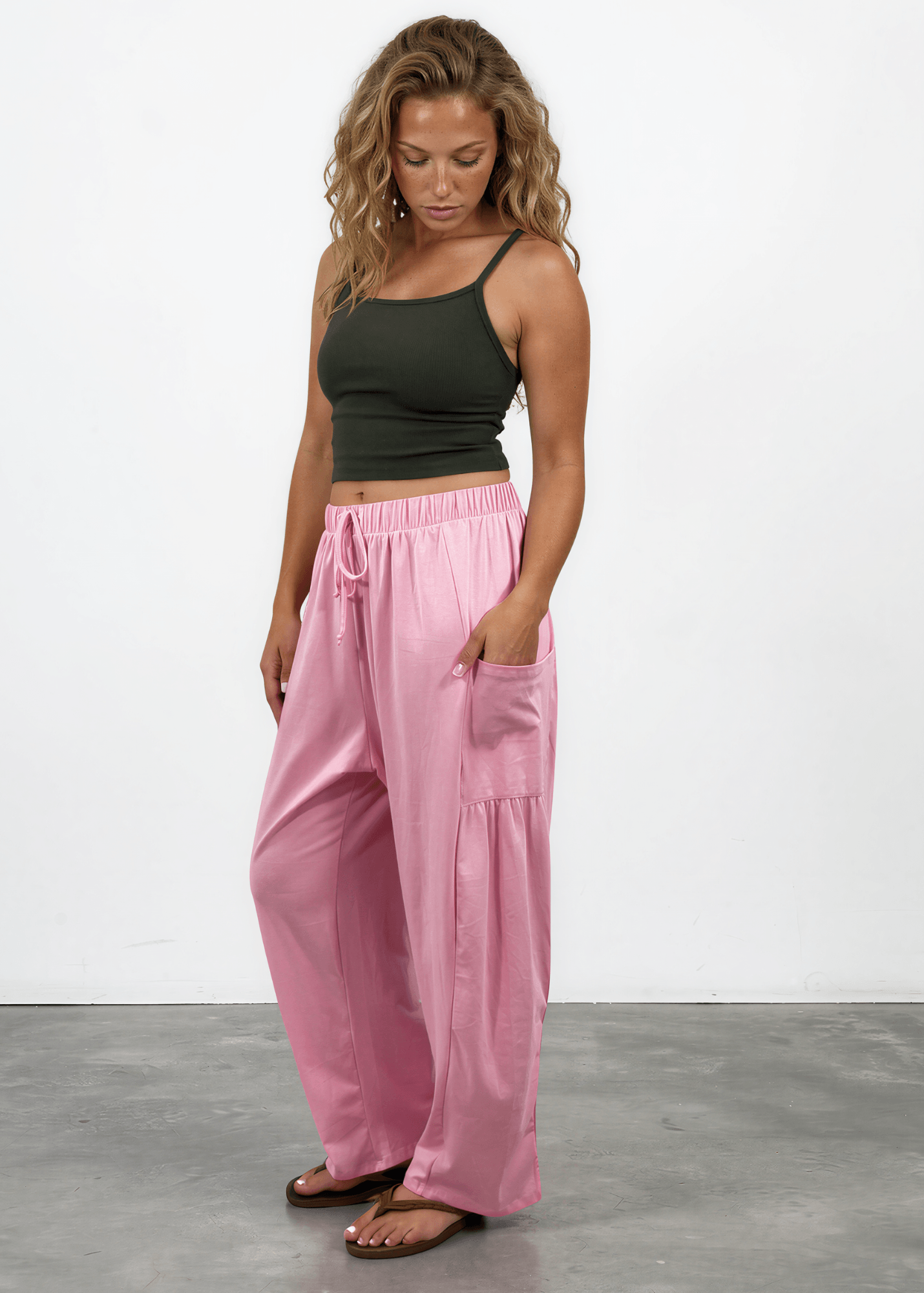 Bailey Baggy Drawstring Pants - Pink