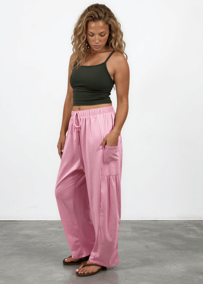 Bailey Baggy Drawstring Pants - Pink