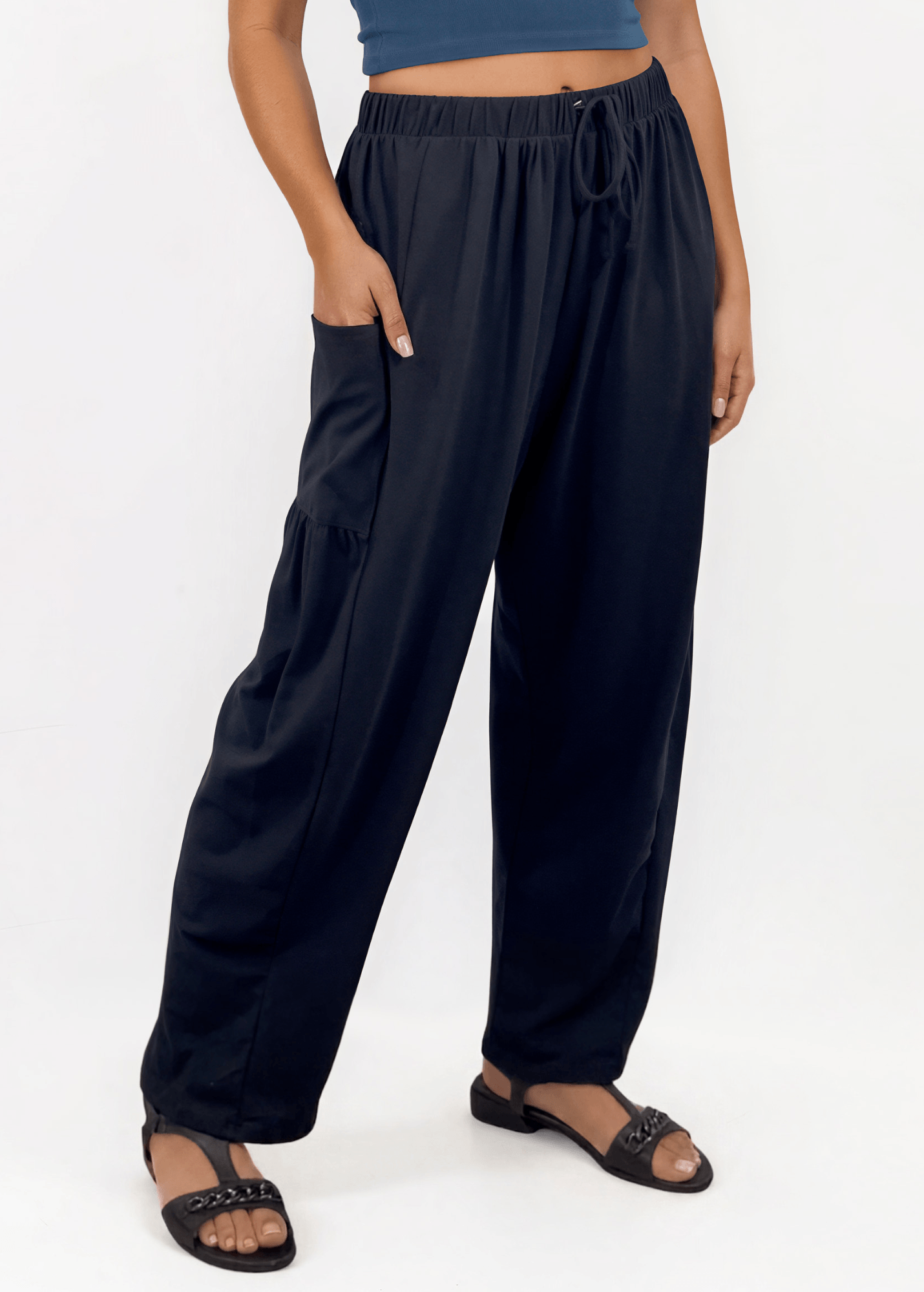 Bailey Baggy Drawstring Pants - Black