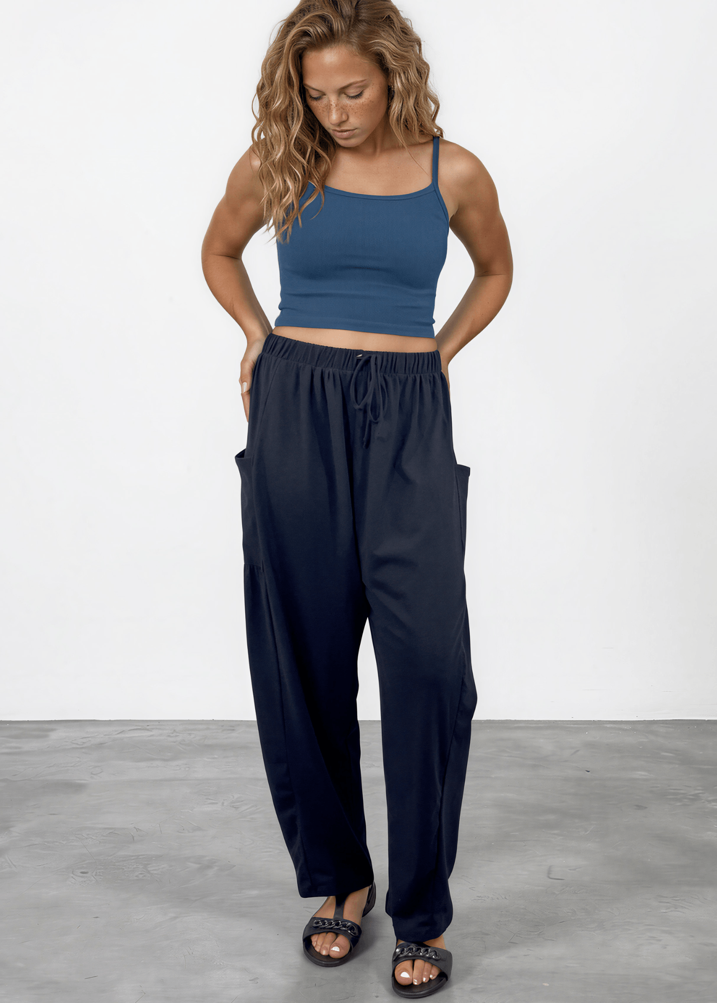 Bailey Baggy Drawstring Pants - Black