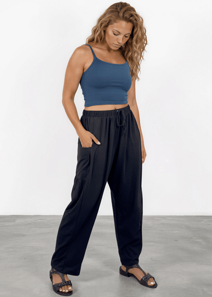 Bailey Baggy Drawstring Pants - Black