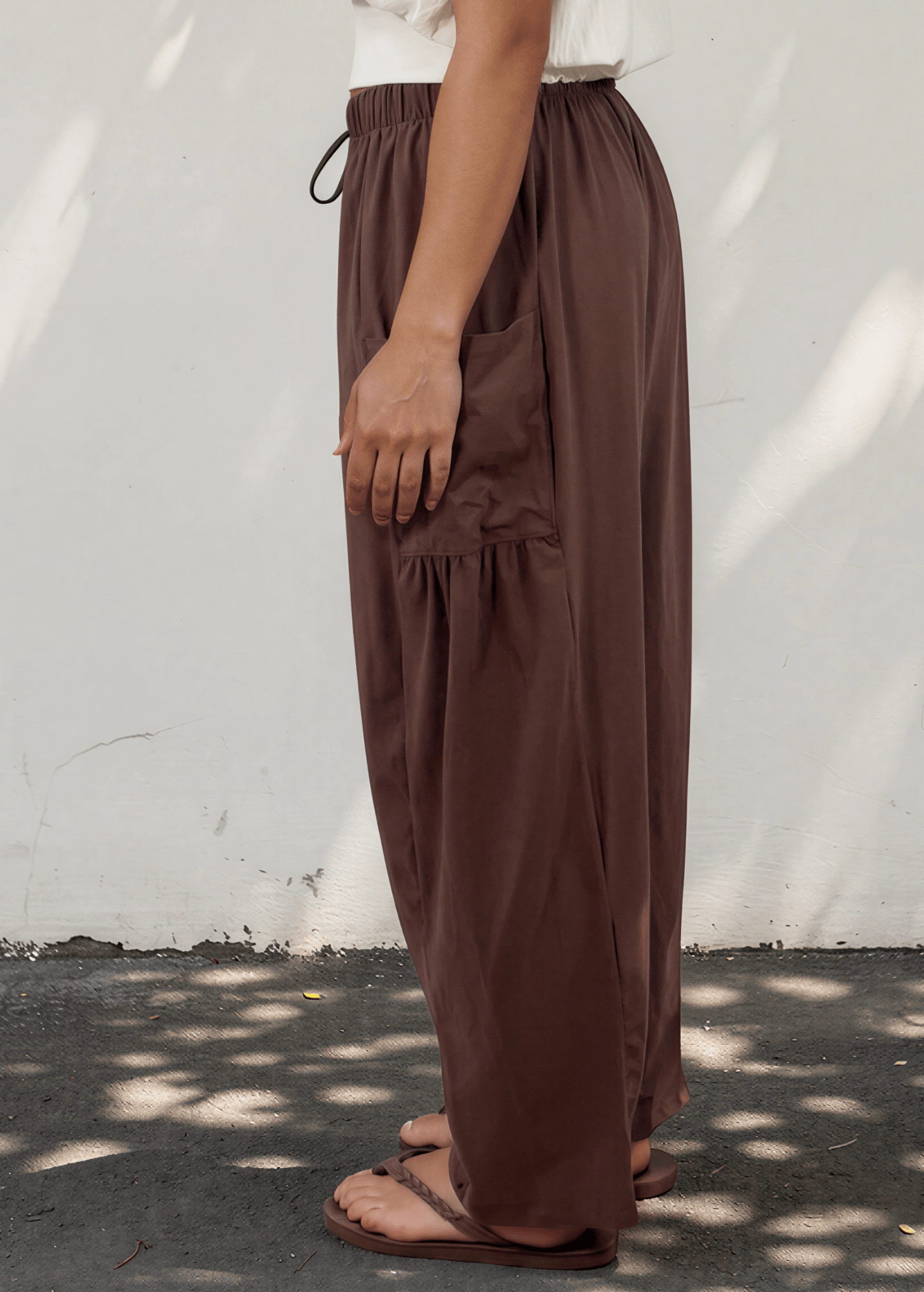 Bailey Baggy Drawstring Pants - Brown