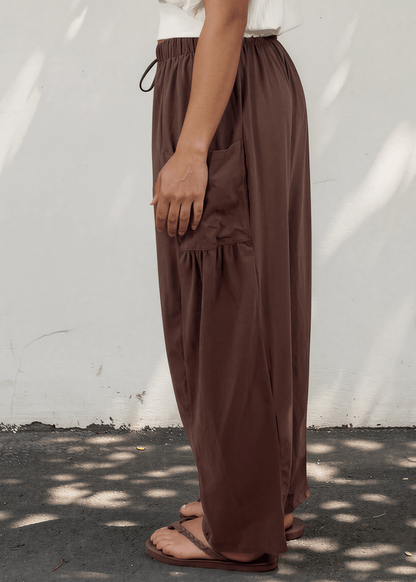 Bailey Baggy Drawstring Pants - Brown