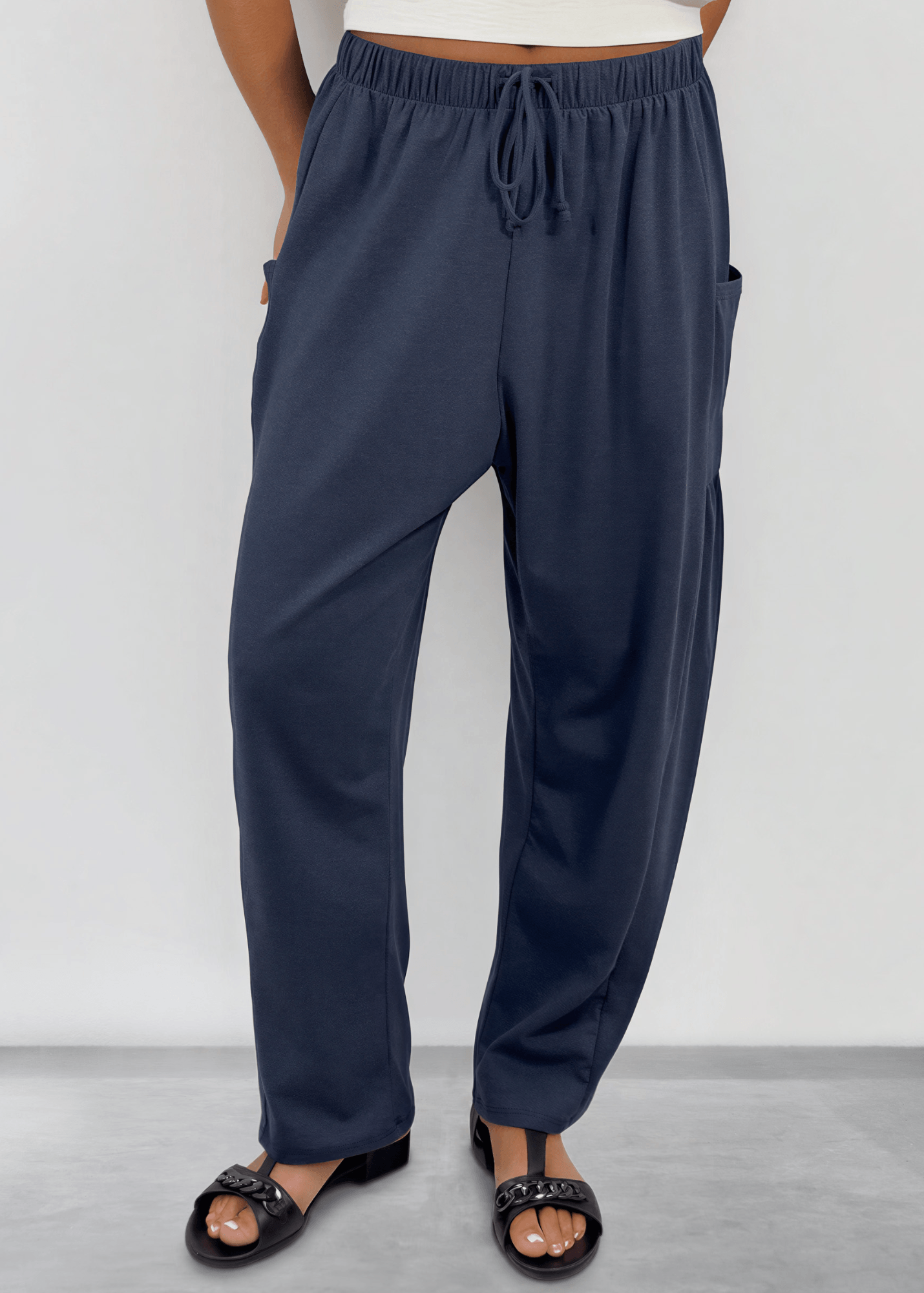 Bailey Baggy Drawstring Pants - Navy