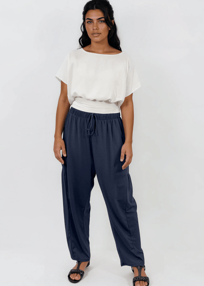 Bailey Baggy Drawstring Pants - Navy