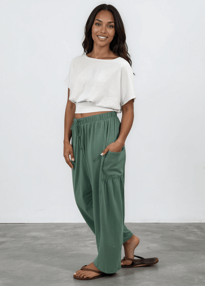 Bailey Baggy Drawstring Pants - Sage