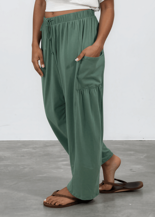 Bailey Baggy Drawstring Pants - Sage