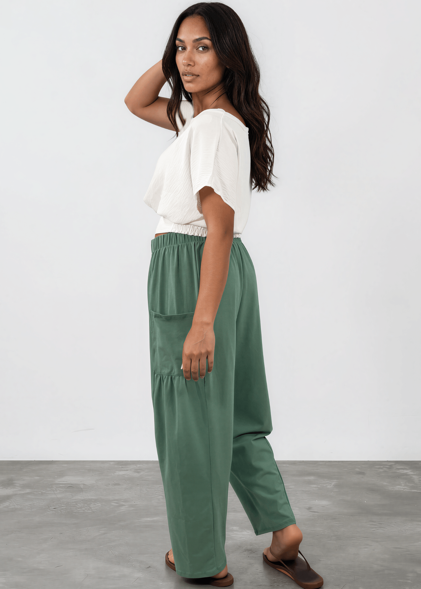 Bailey Baggy Drawstring Pants - Sage