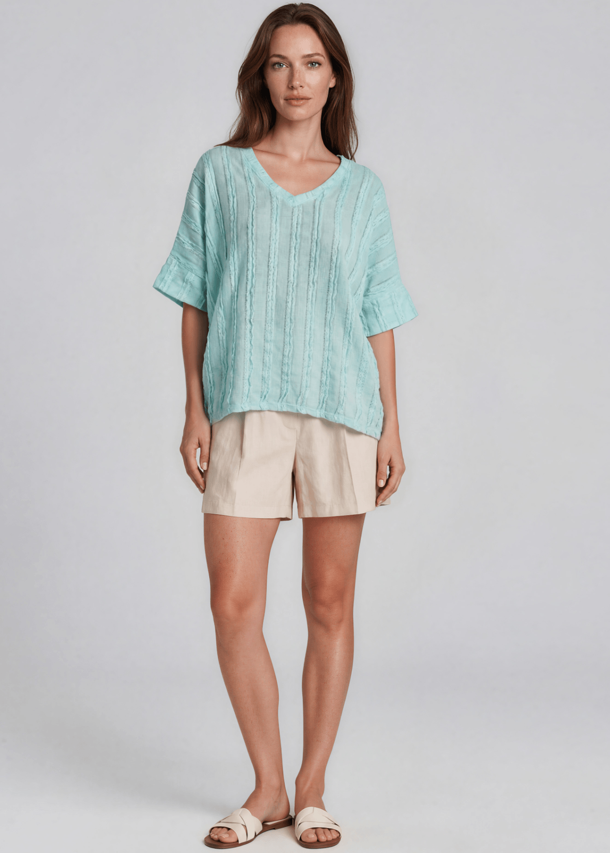 Laurel Textured Top - Aqua Blue