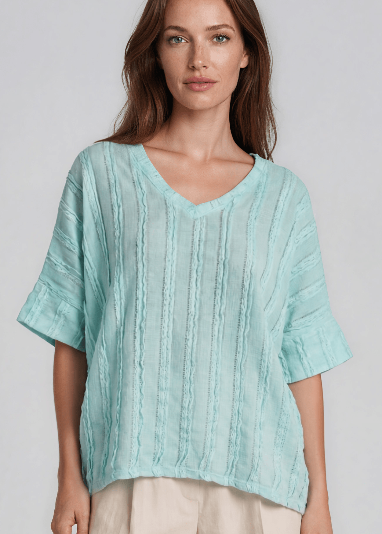Laurel Textured Top - Aqua Blue