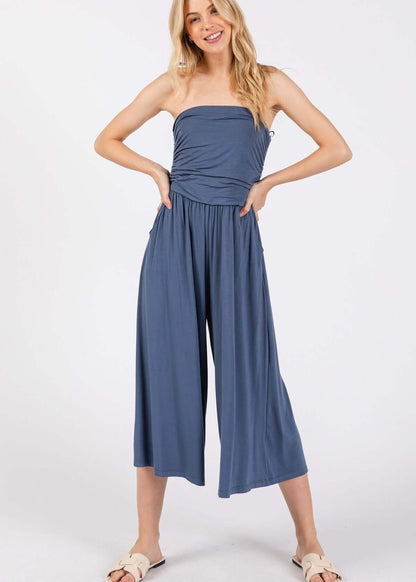 Modern Navy Tube Top Romper