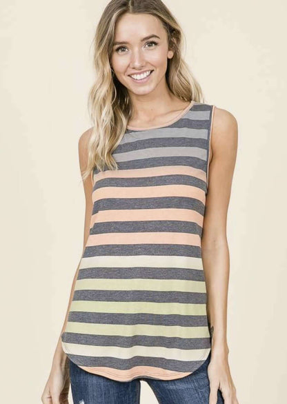 Auburn Sunset Hues Striped Summer Tank CLEARANCE FINAL SALE
