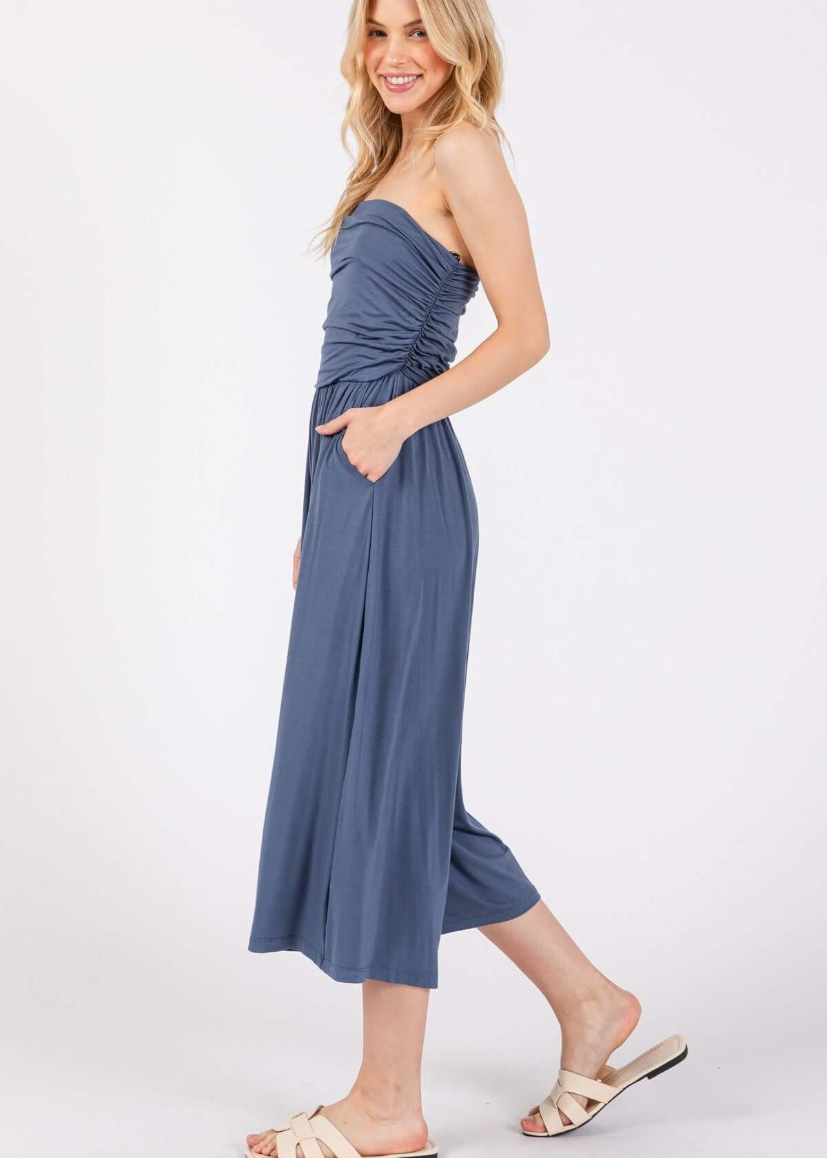 Modern Navy Tube Top Romper