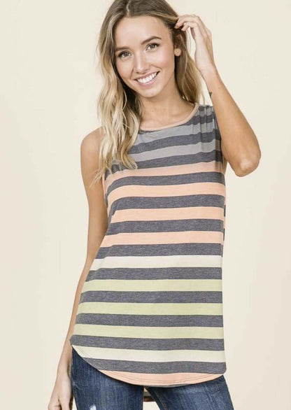 Auburn Sunset Hues Striped Summer Tank CLEARANCE FINAL SALE