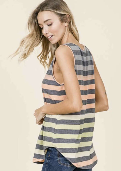 Auburn Sunset Hues Striped Summer Tank CLEARANCE FINAL SALE