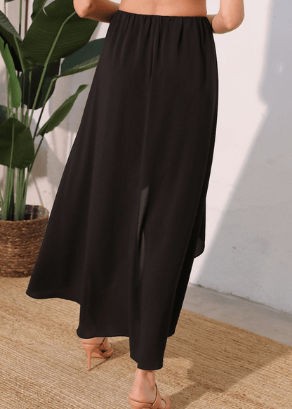 Washed Twill Cascade Maxi Skirt