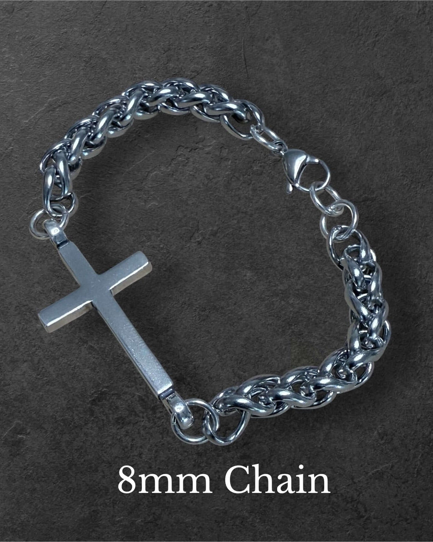 *NEW FAITH Classic Cross Bracelet - Sterling Silver on Stainless Steel Chain