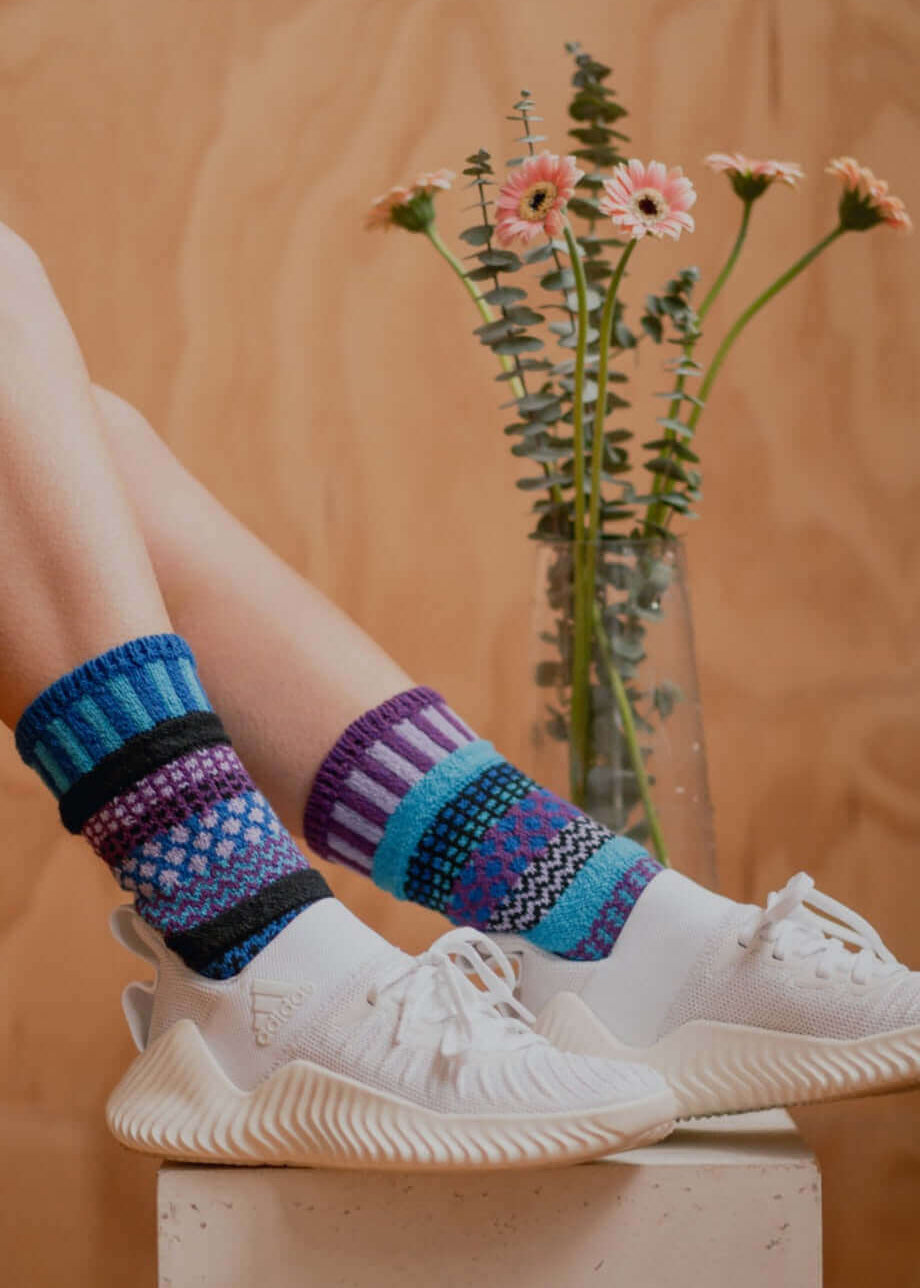 RASPBERRY Knitted Crew Socks Made in USA