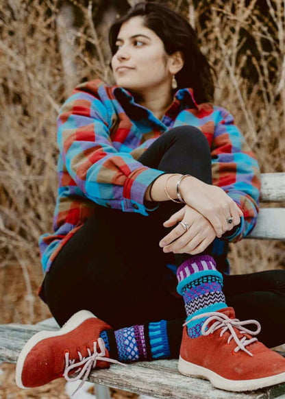 RASPBERRY Knitted Crew Socks Made in USA