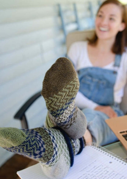 BAMBOO Wool Blend Knitted Crew Socks Made in USA