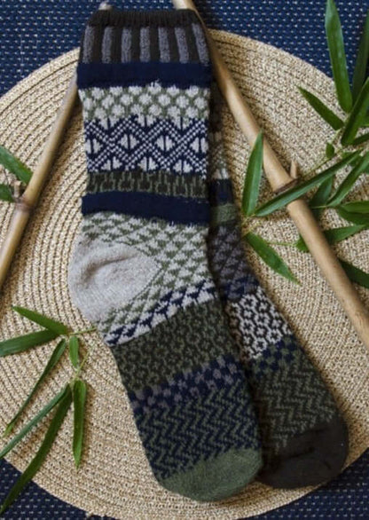 BAMBOO Wool Blend Knitted Crew Socks Made in USA