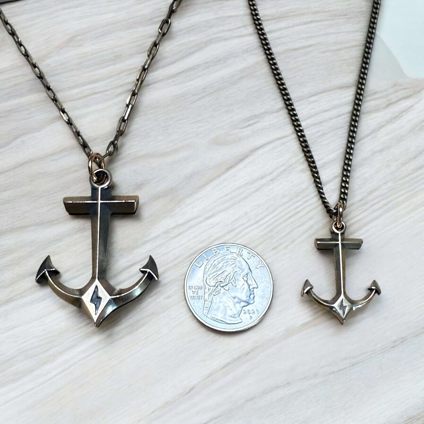 STRENGTH Hold Fast Anchor Necklace - Bronze