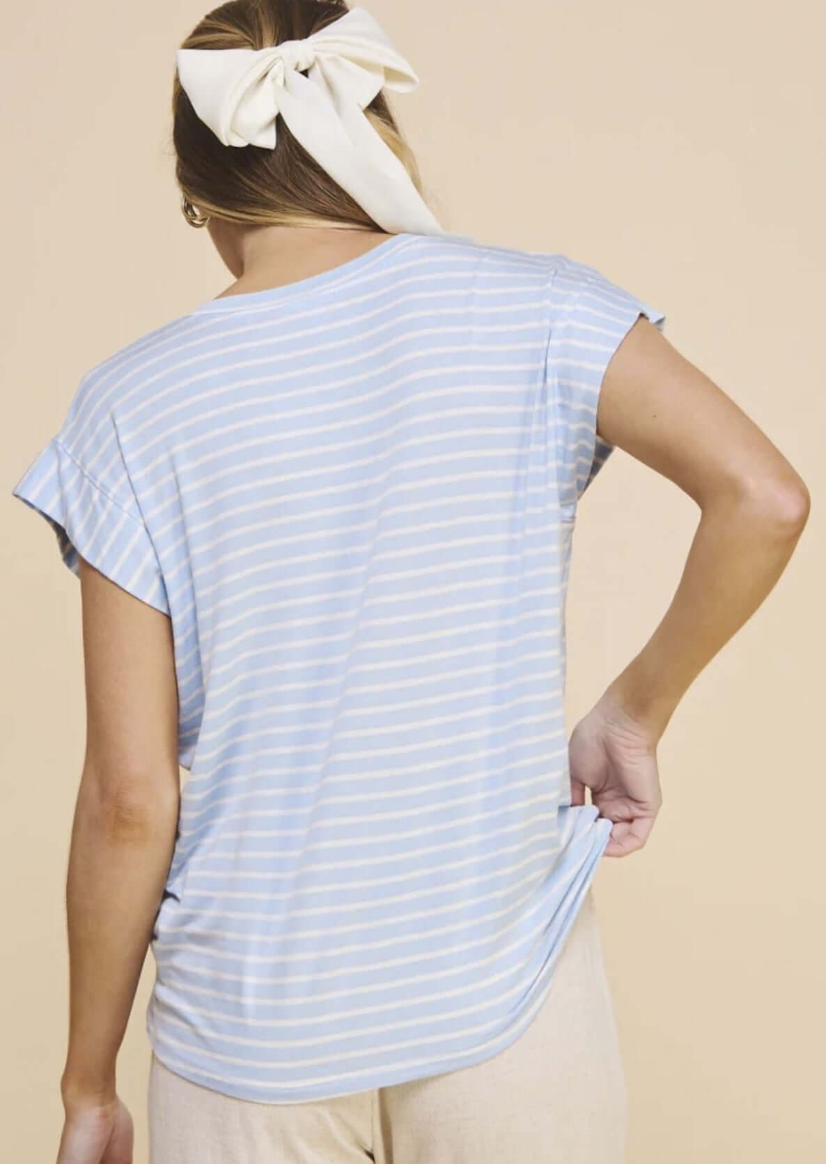 Casual Striped V-Neck Relaxed Fit Top CLEARANCE FINAL SALE