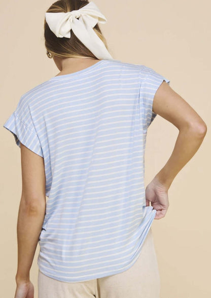 Casual Striped V-Neck Relaxed Fit Top CLEARANCE FINAL SALE