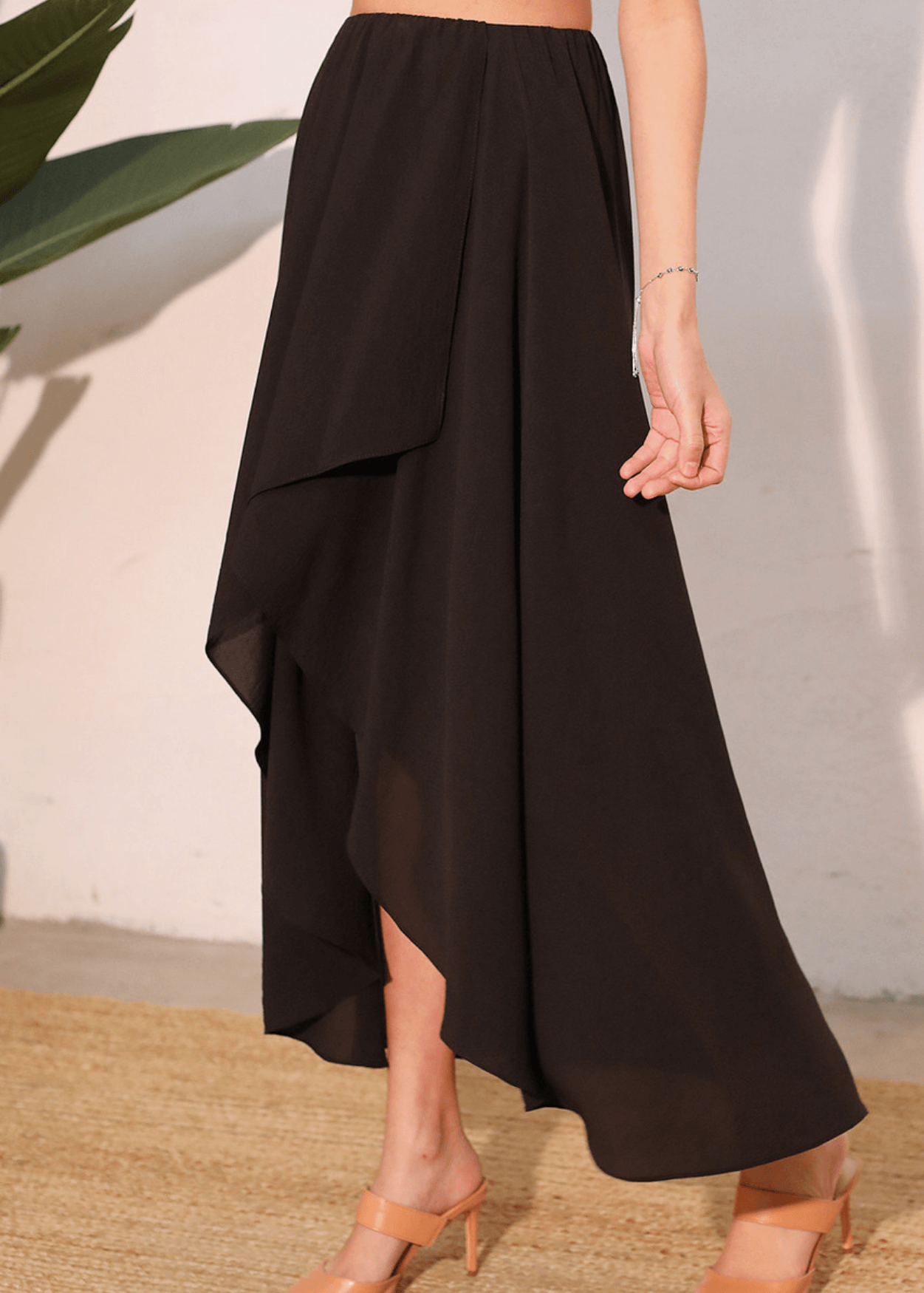 Washed Twill Cascade Maxi Skirt