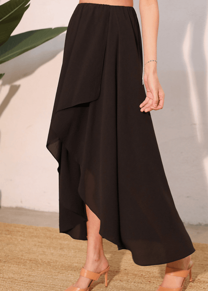 Washed Twill Cascade Maxi Skirt