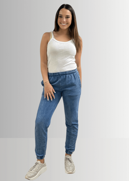 All Day French Terry Pocket Joggers in Light Denim