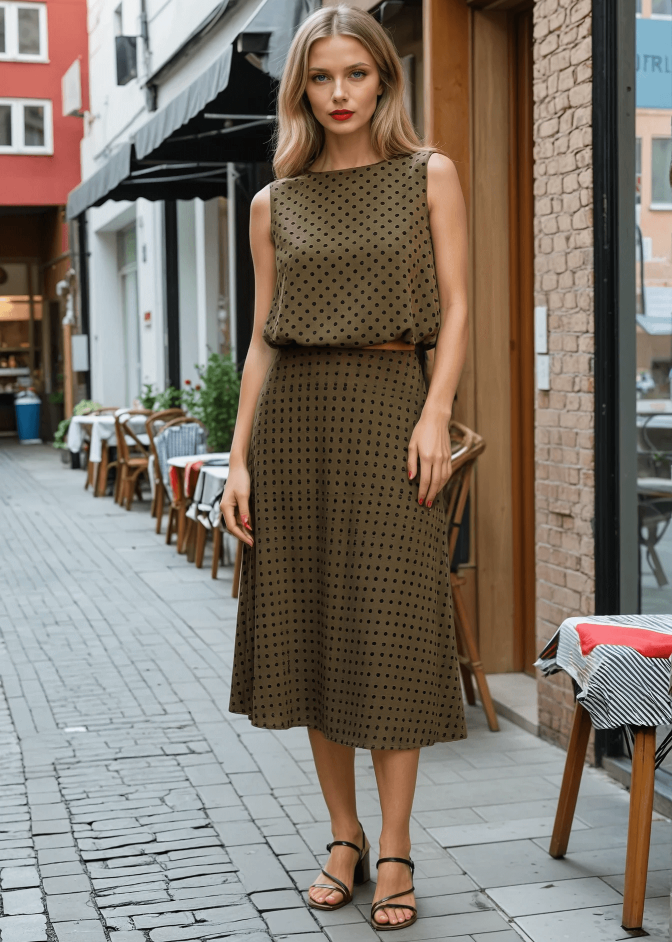 Flocked Polka Dot Set