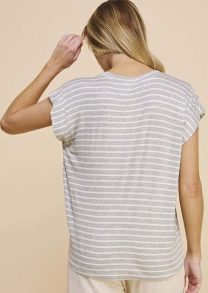Casual Striped V-Neck Relaxed Fit Top CLEARANCE FINAL SALE